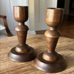 Vintage Wooden CandleHolders. Set